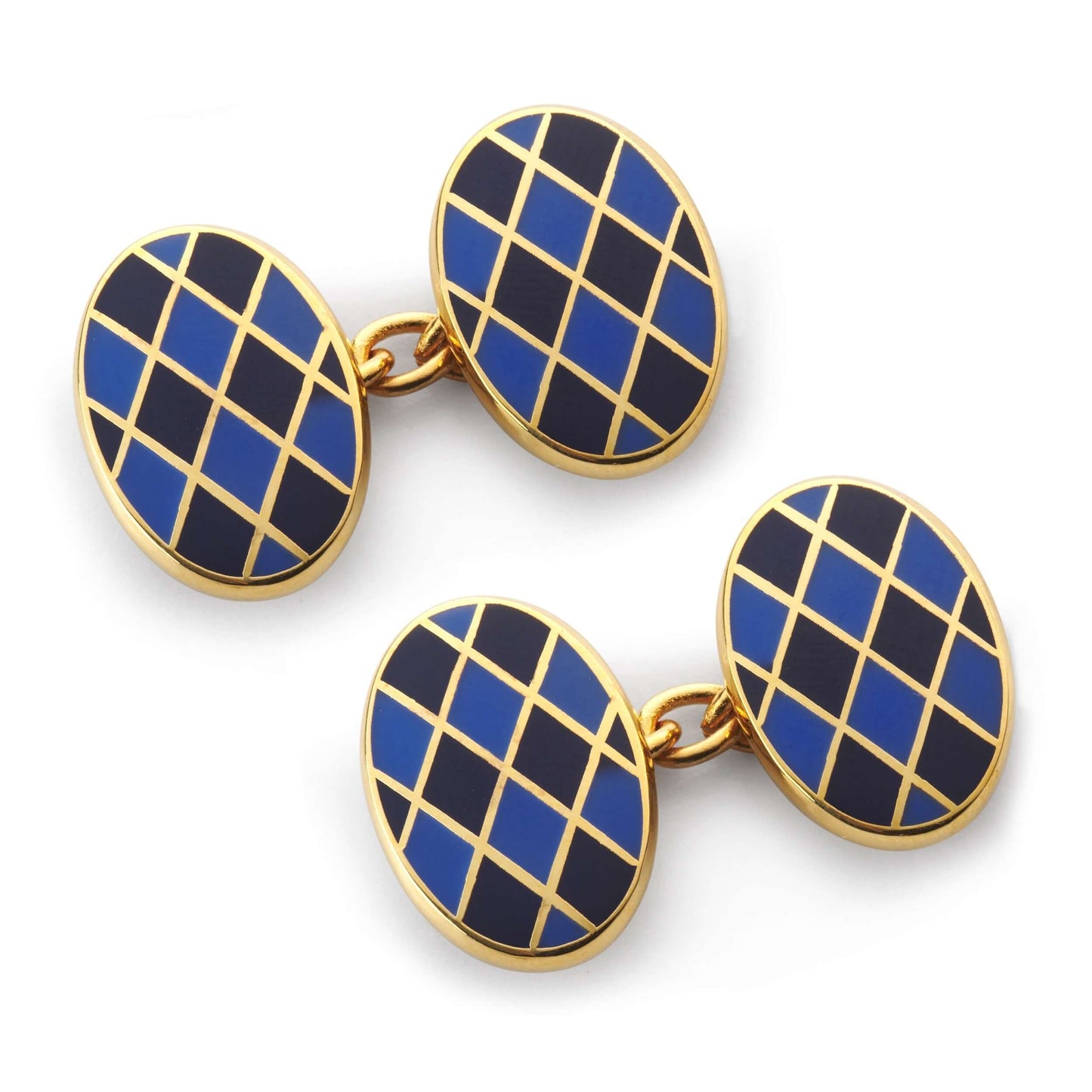 Harlequin Chain Cufflinks In Blue & Gold