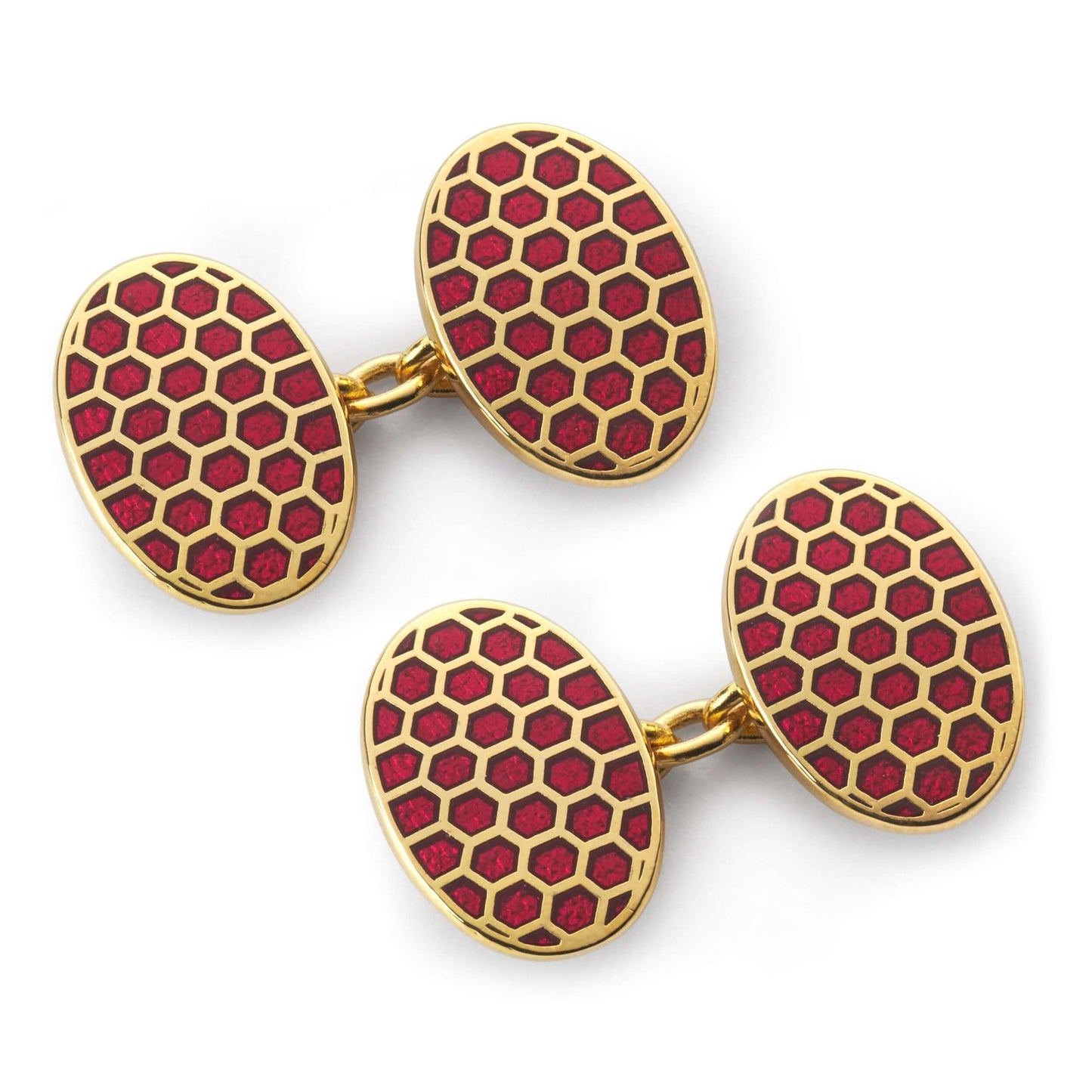 Honeycomb Chain Cufflinks In Red & Gold