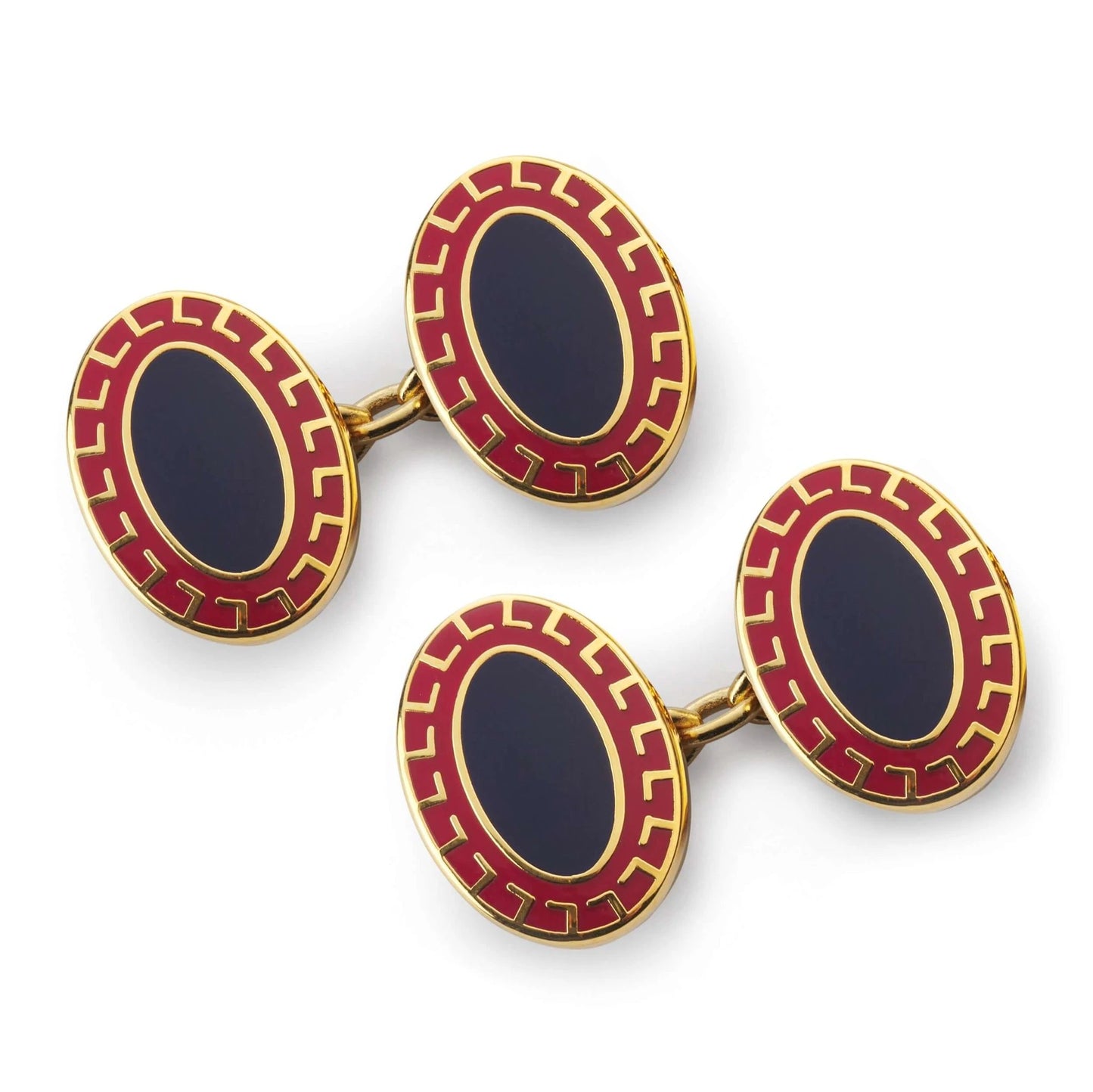 Ornate Chain Cufflinks In Blue And Red by Benson & Clegg
