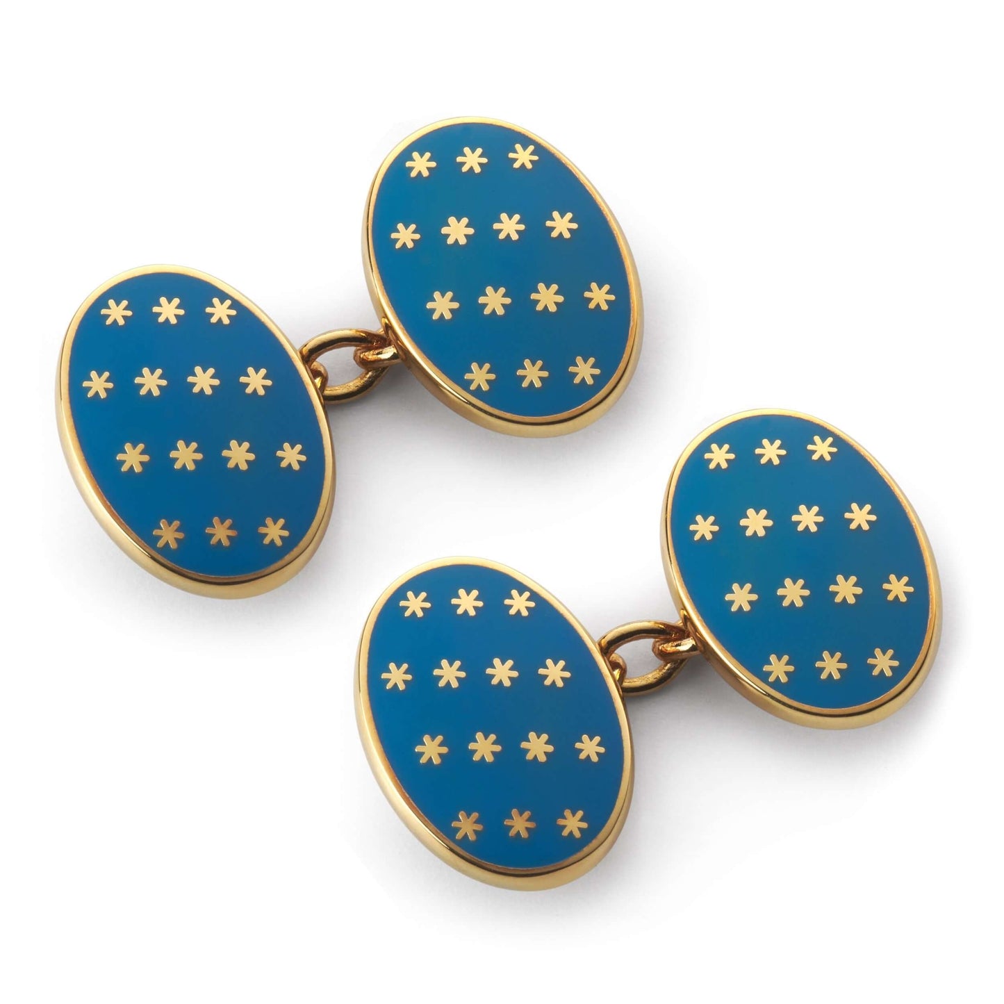 Star Chain Cufflinks In Blue & Gold