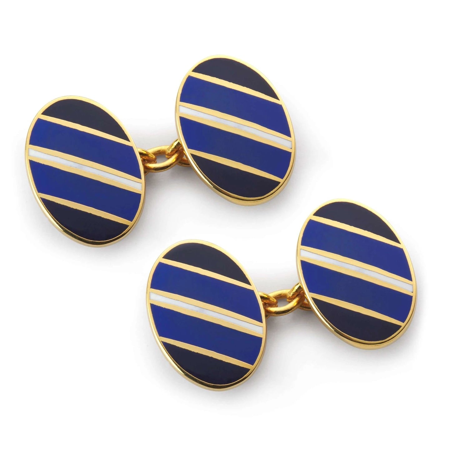 Stripe Chain Cufflinks In Blue And White by Benson & Clegg