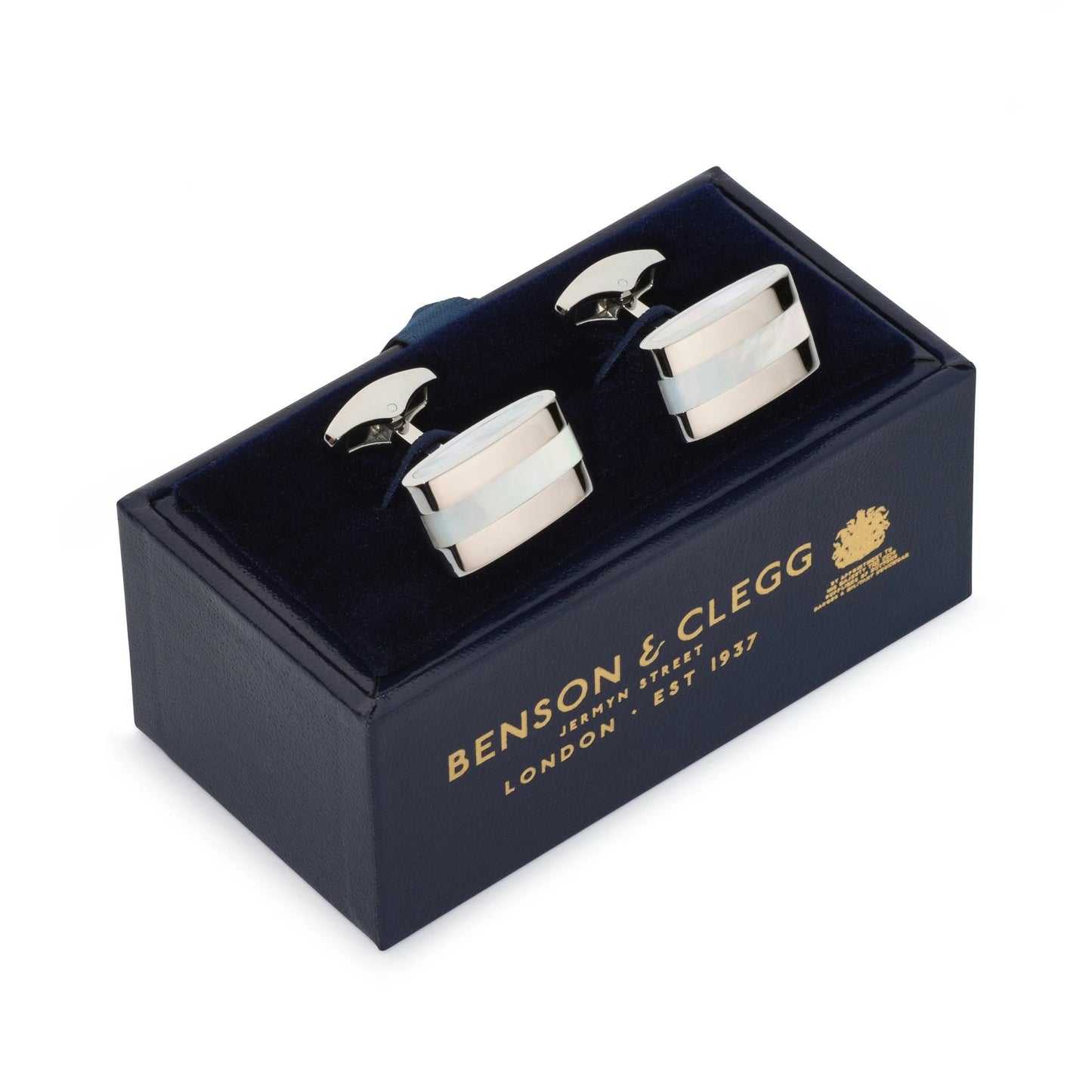 Contemporary Mother Of Pearl Cufflinks by Benson & Clegg