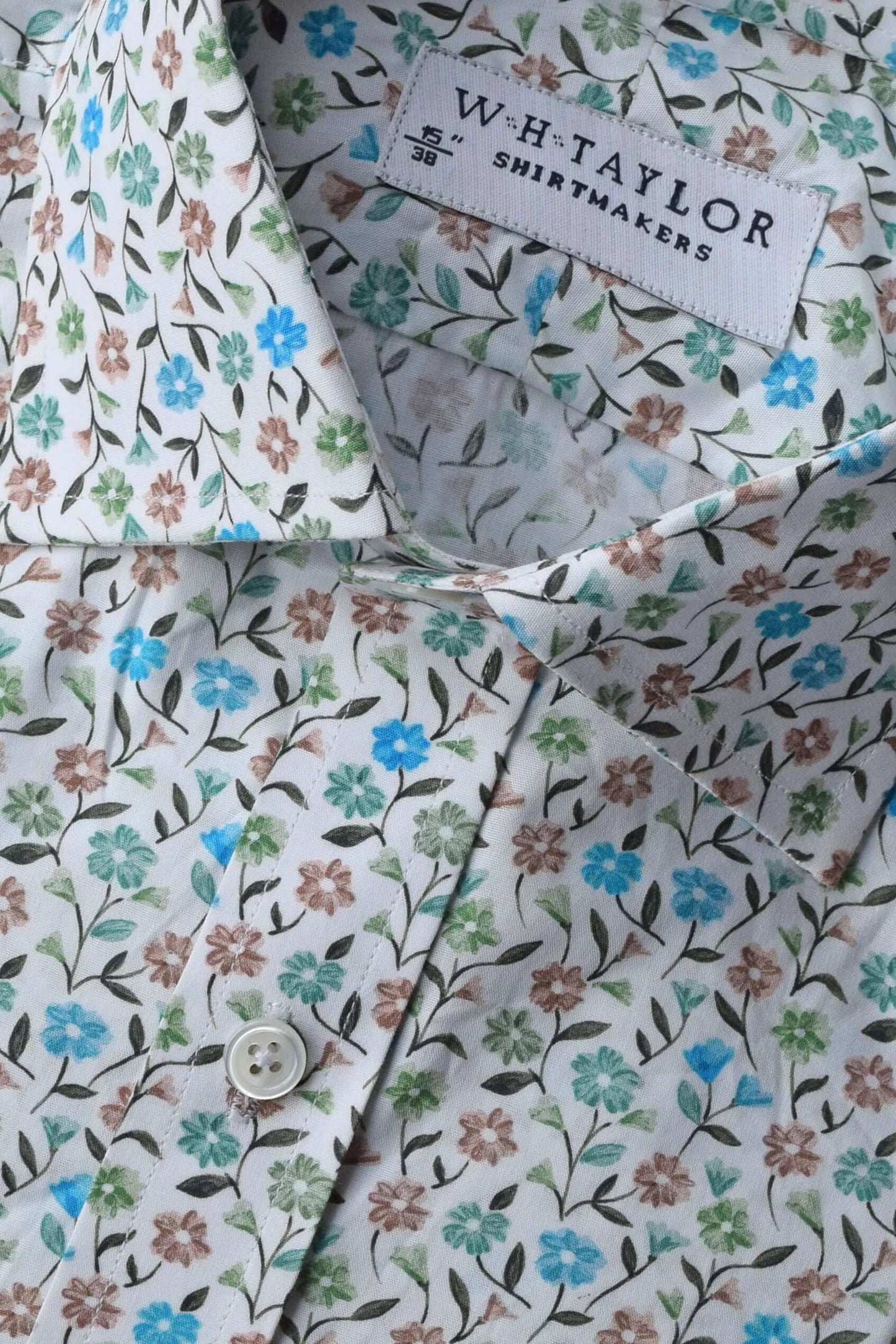 Green Floral Print Bespoke Mens Shirt by whtshirtmakers.com