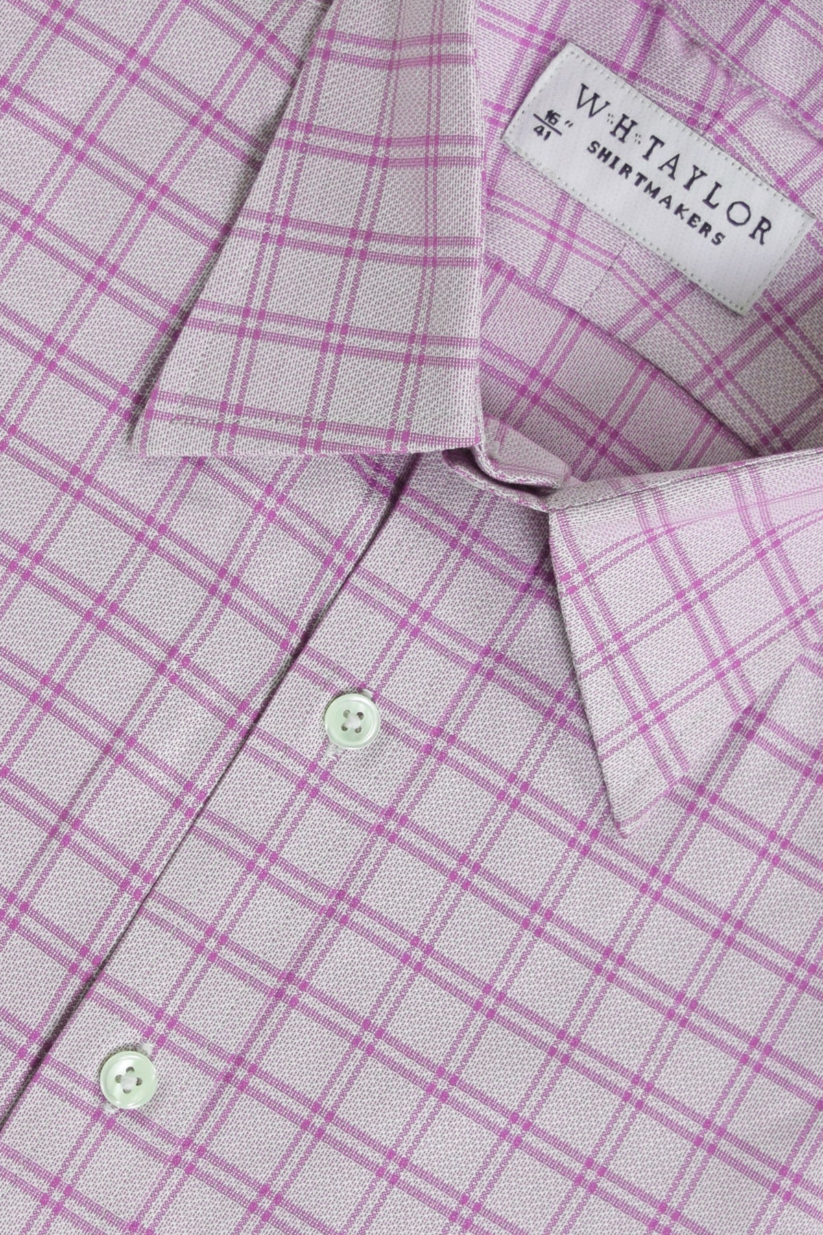 WH Taylor Mens Blue Check Poplin Custom Made Tailored Dress Shirt