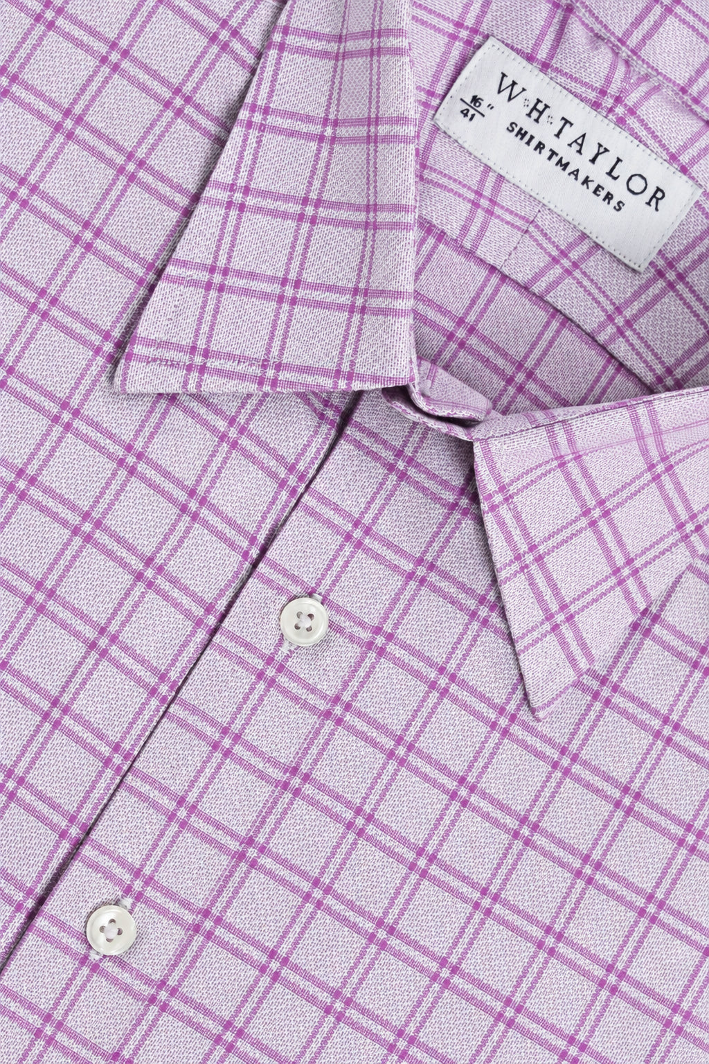 WH Taylor Mens Blue Check Poplin Custom Made Tailored Dress Shirt by whtshirtmakers.com