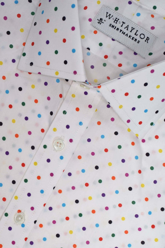 Muti-Coloured Spotted White Ladies Bespoke Shirt
