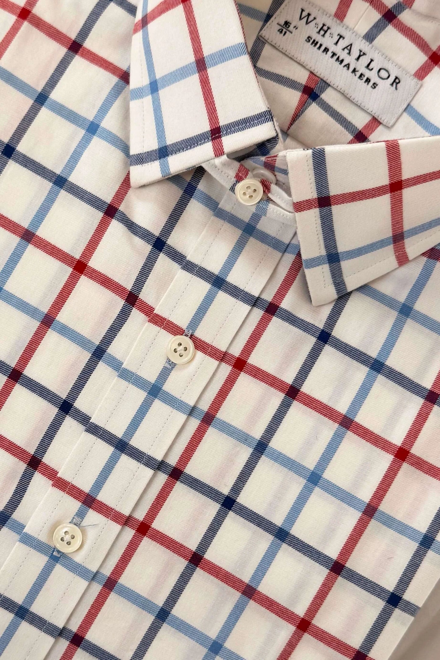 Navy And Red Tattersall Check Poplin Men's Bespoke Shirt - Timeless Tailoring For Smart Modern Style by whtshirtmakers.com