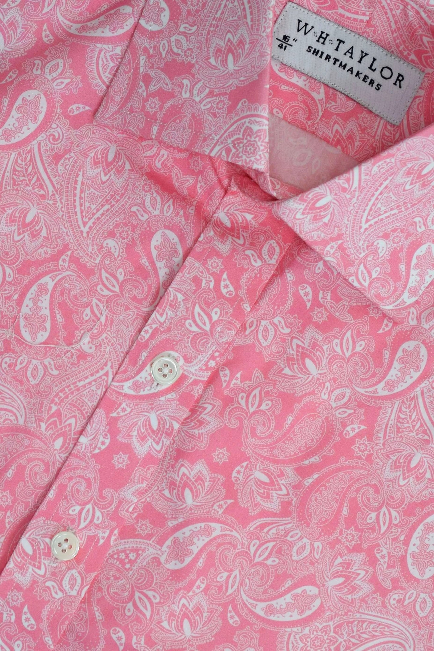 Pink Paisley Men's Bespoke Shirt - Custom Tailored Fit With Bold Paisley Pattern And Premium Comfort by whtshirtmakers.com