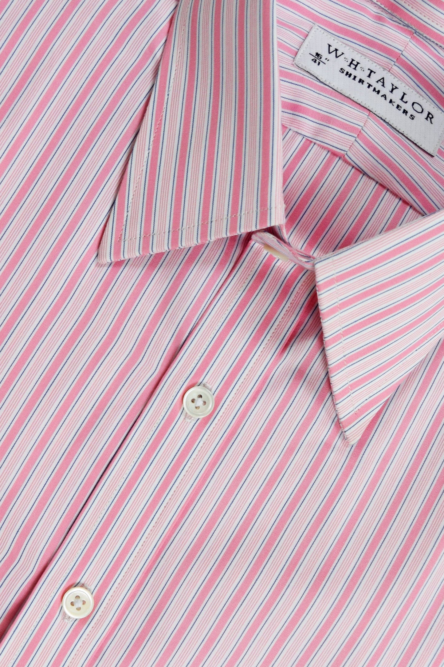 W.H Taylor Bespoke Pink Shadow Stripe Poplin Mens Shirt