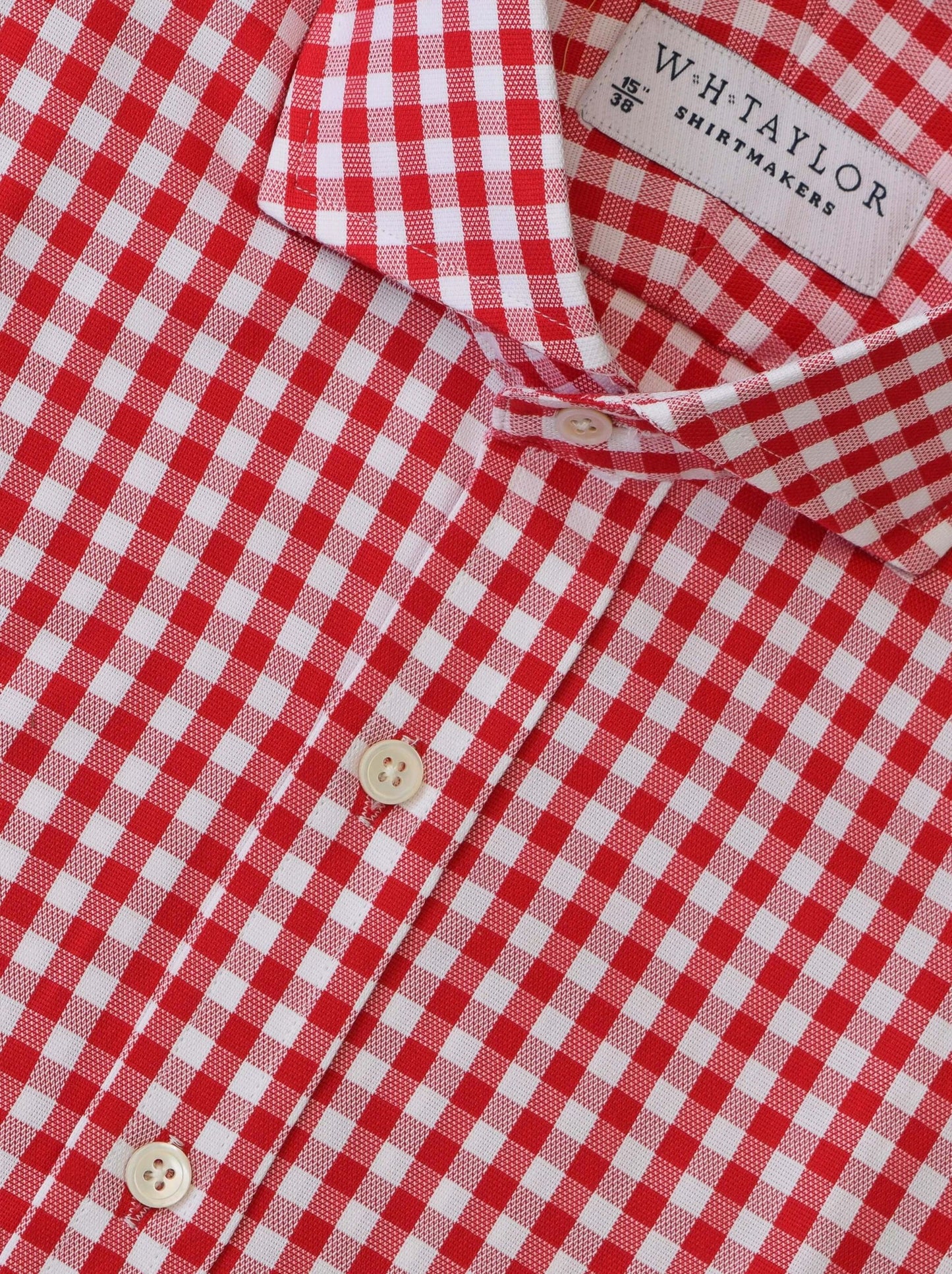 Red Gingham Check Oxford Mens Bespoke Shirt by whtshirtmakers.com