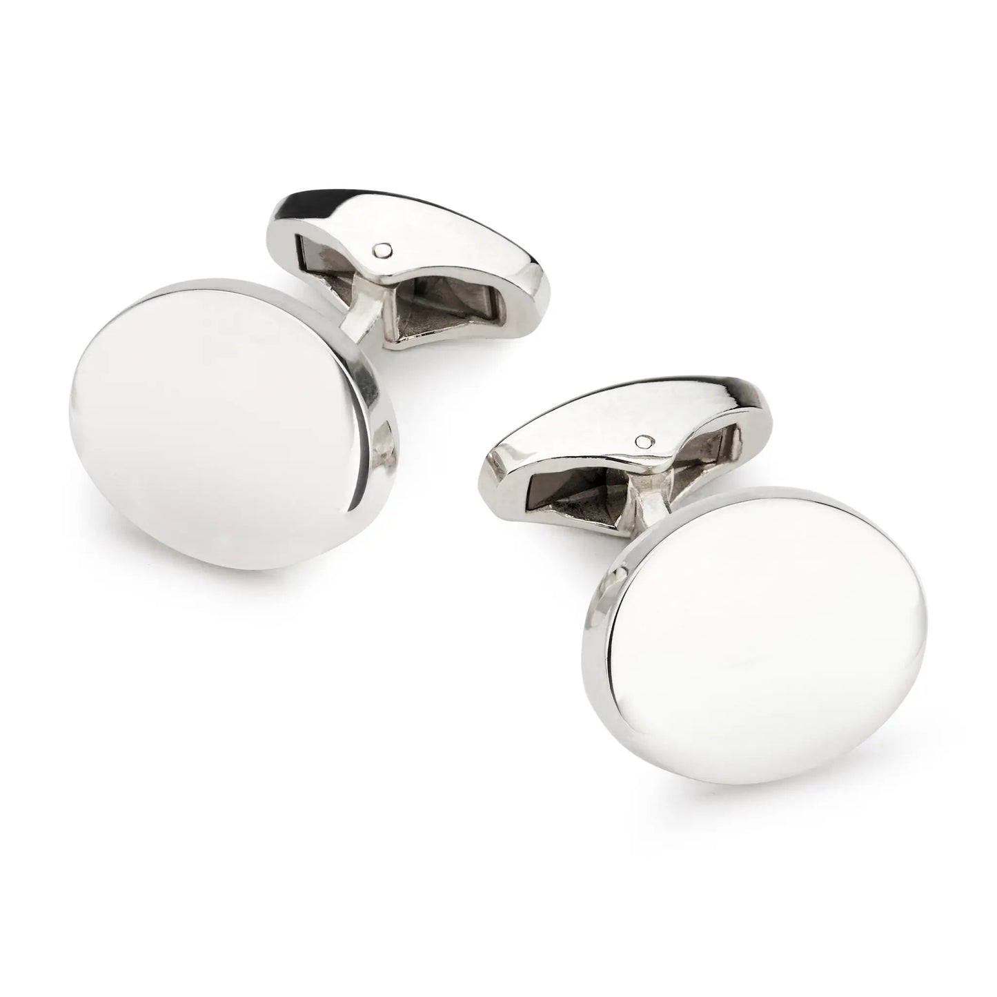 Curved Oval Sterling Silver Cufflinks by Benson & Clegg