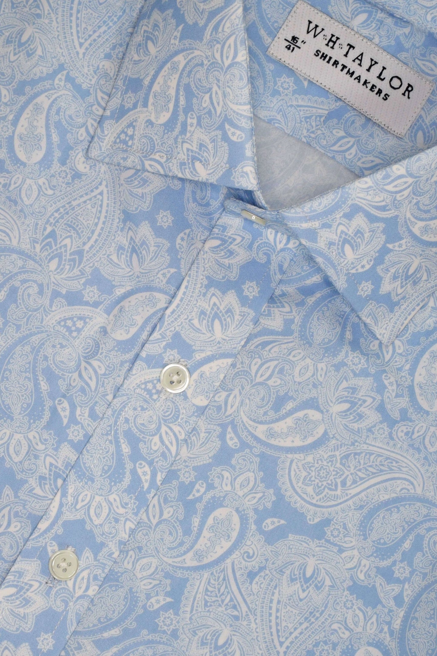 Sky Blue Paisley Men's Bespoke Shirt - Tailored to Your Exact Measurements for a Perfect Fit by whtshirtmakers.com