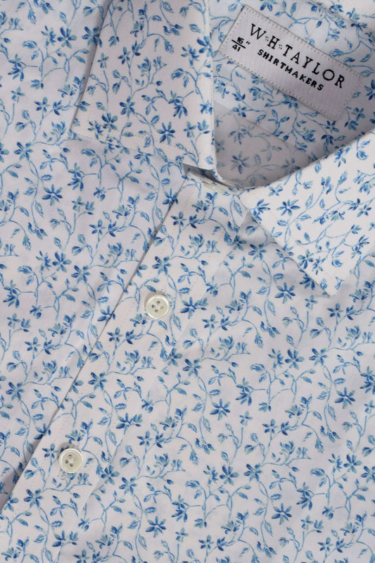 Small Blue Floral Pattern Ladies Bespoke Shirt