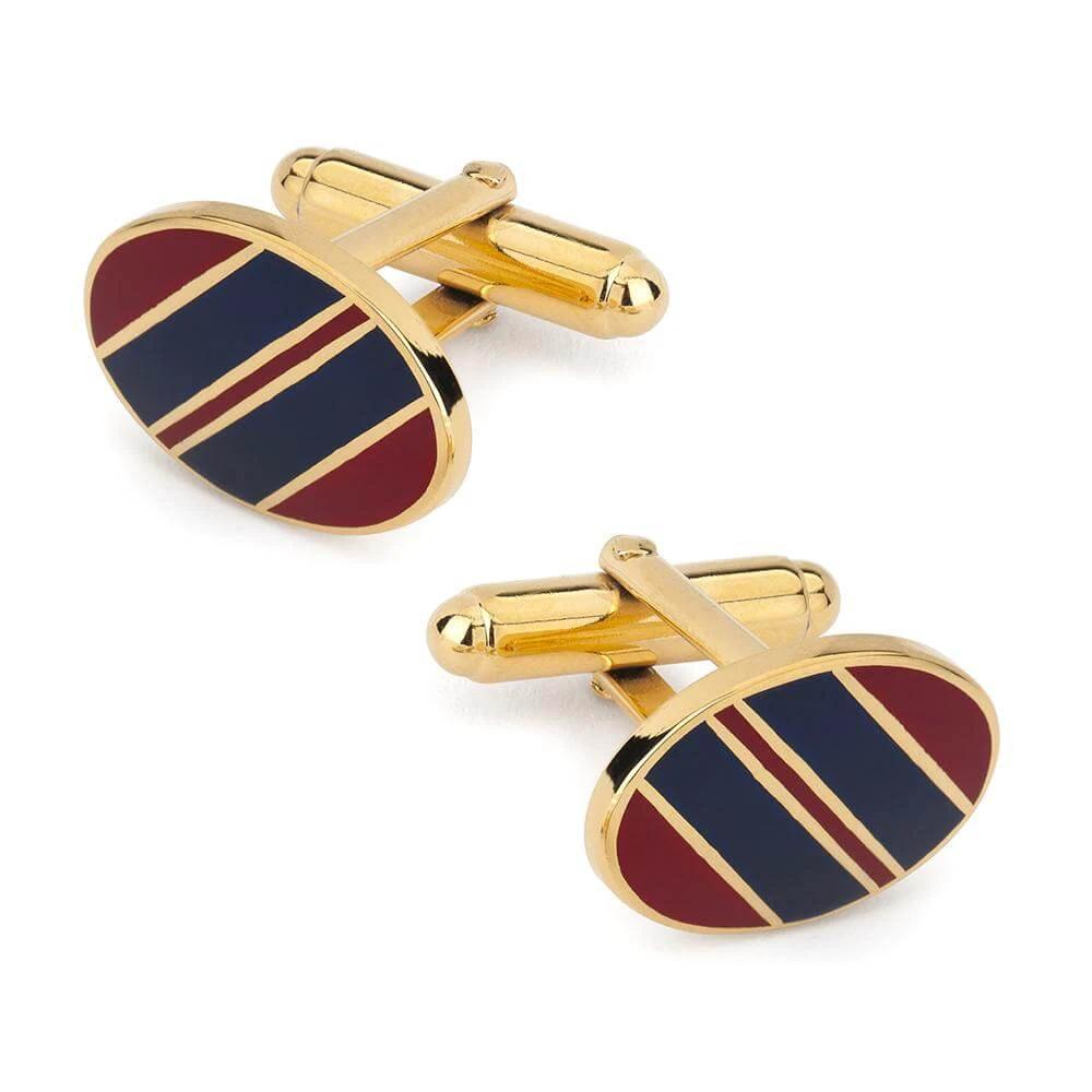 Wide Stripe Cufflinks In Red And Navy Enamel by Benson & Clegg