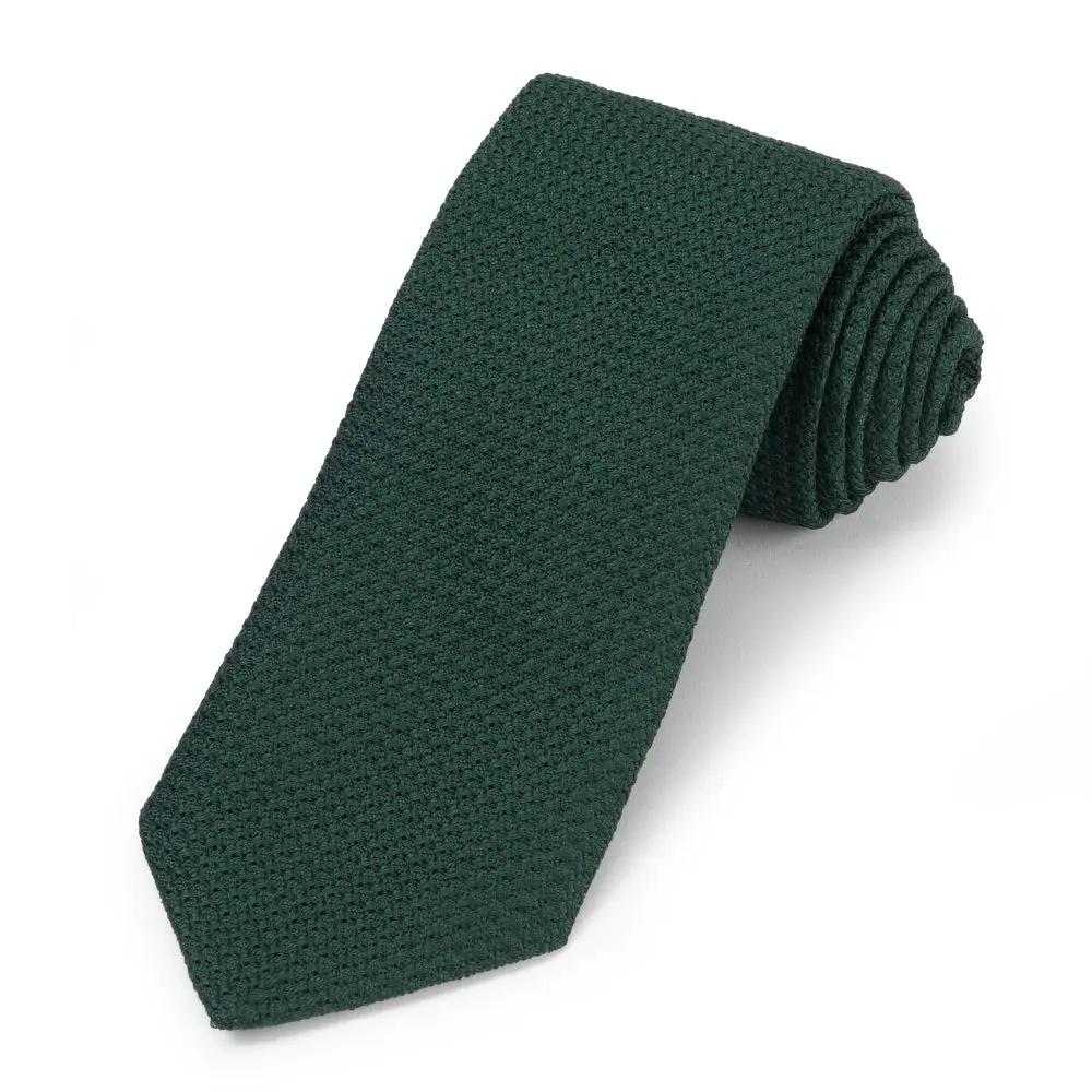Grenadine Silk Tie In Forest Green by Benson & Clegg