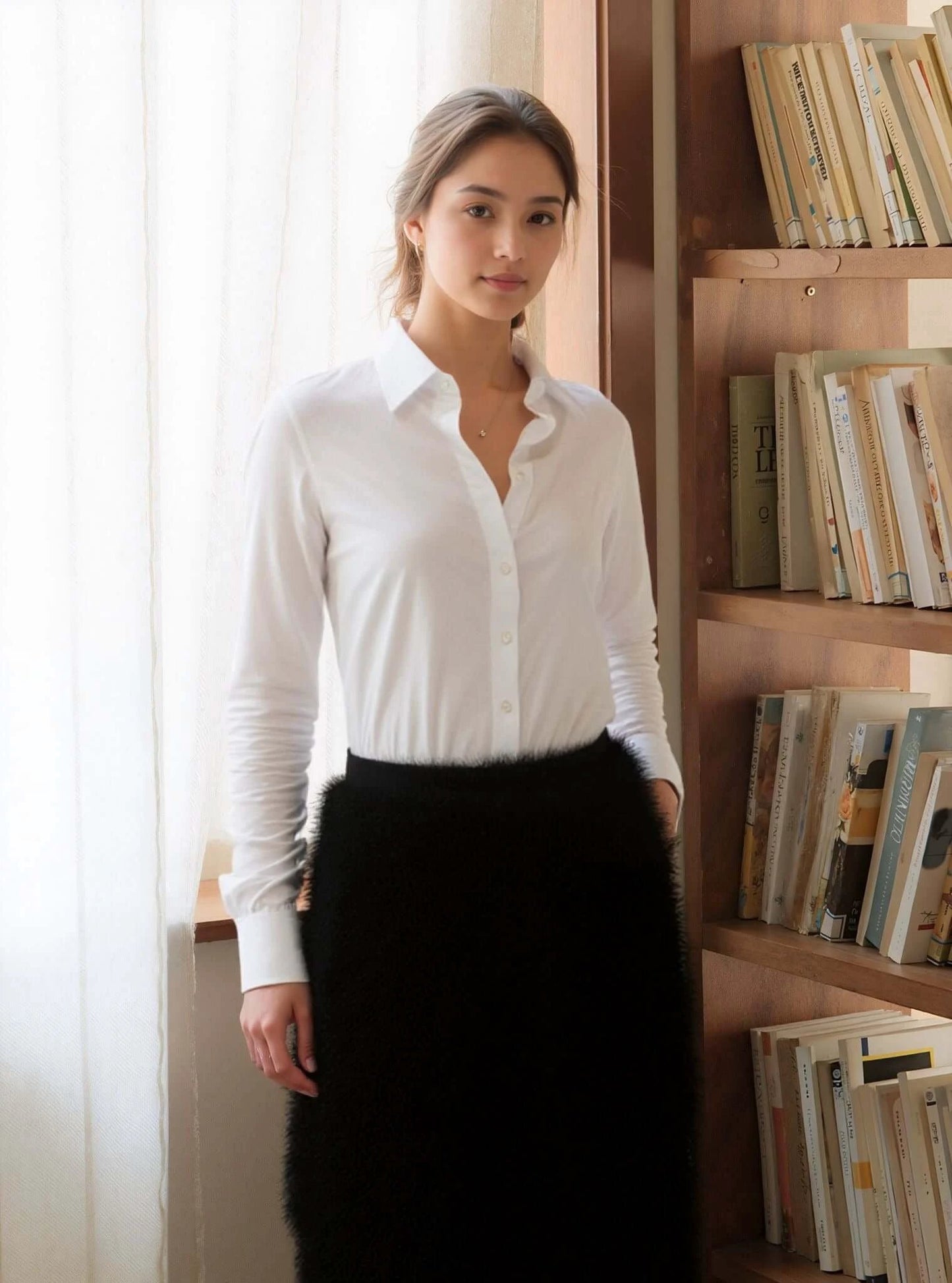 Plain White 140's Superfine Poplin Ladies Bespoke Shirt by whtshirtmakers.com