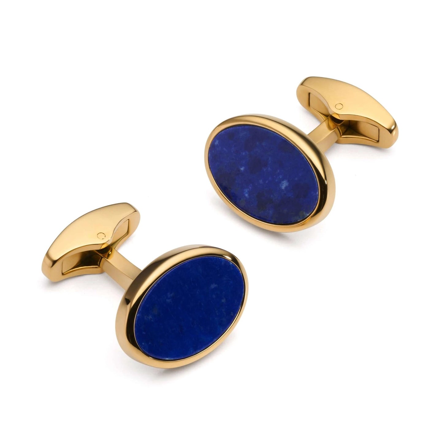 Lapis Lazuli Gold Oval Cufflinks - Elegant Premium Formal Dress Accessory For Men by Benson & Clegg