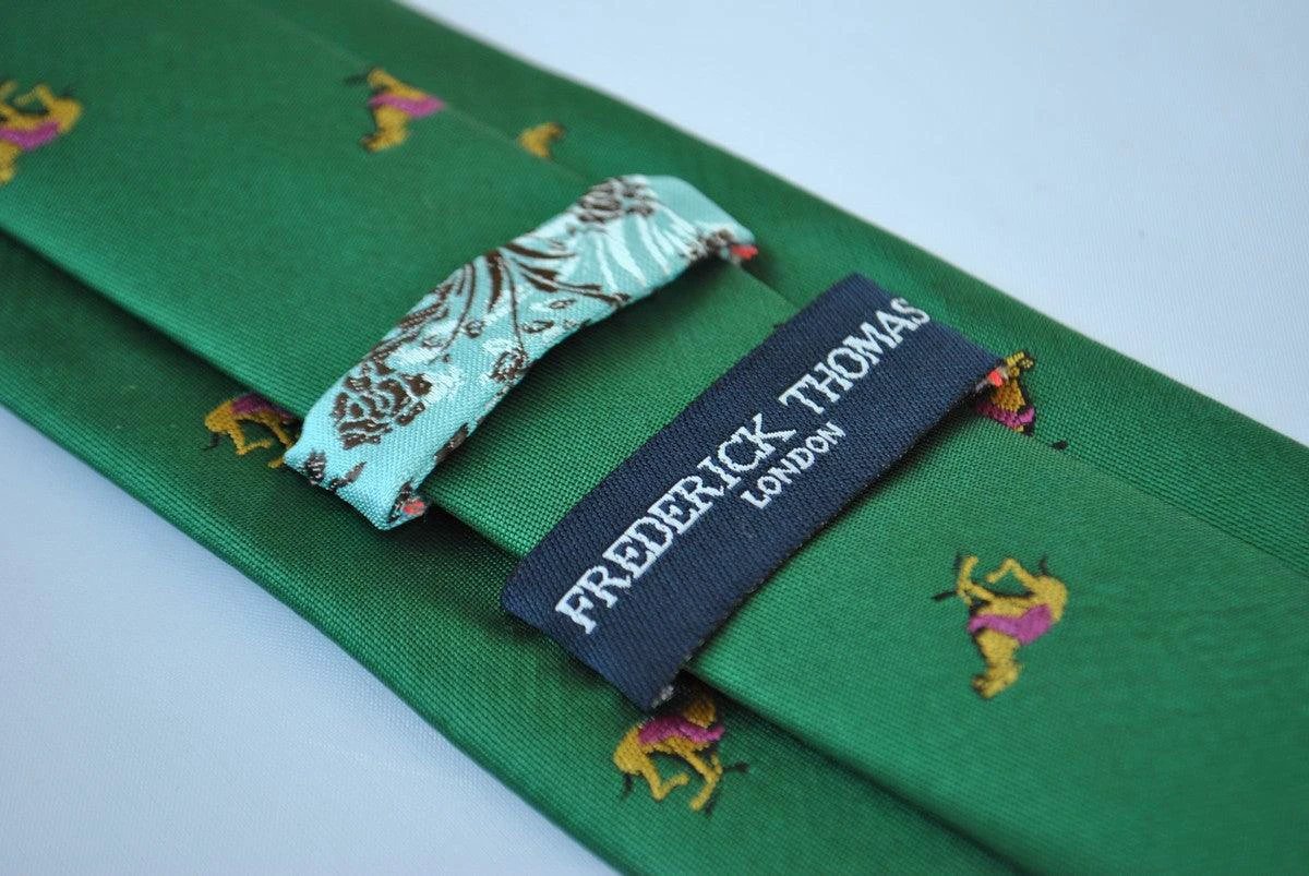 Frederick Thomas Dark Green Racing Greyhound Tie For The Luxury Professional Man With Quiet Confidence by Frederick Thomas Handmade Mens Ties
