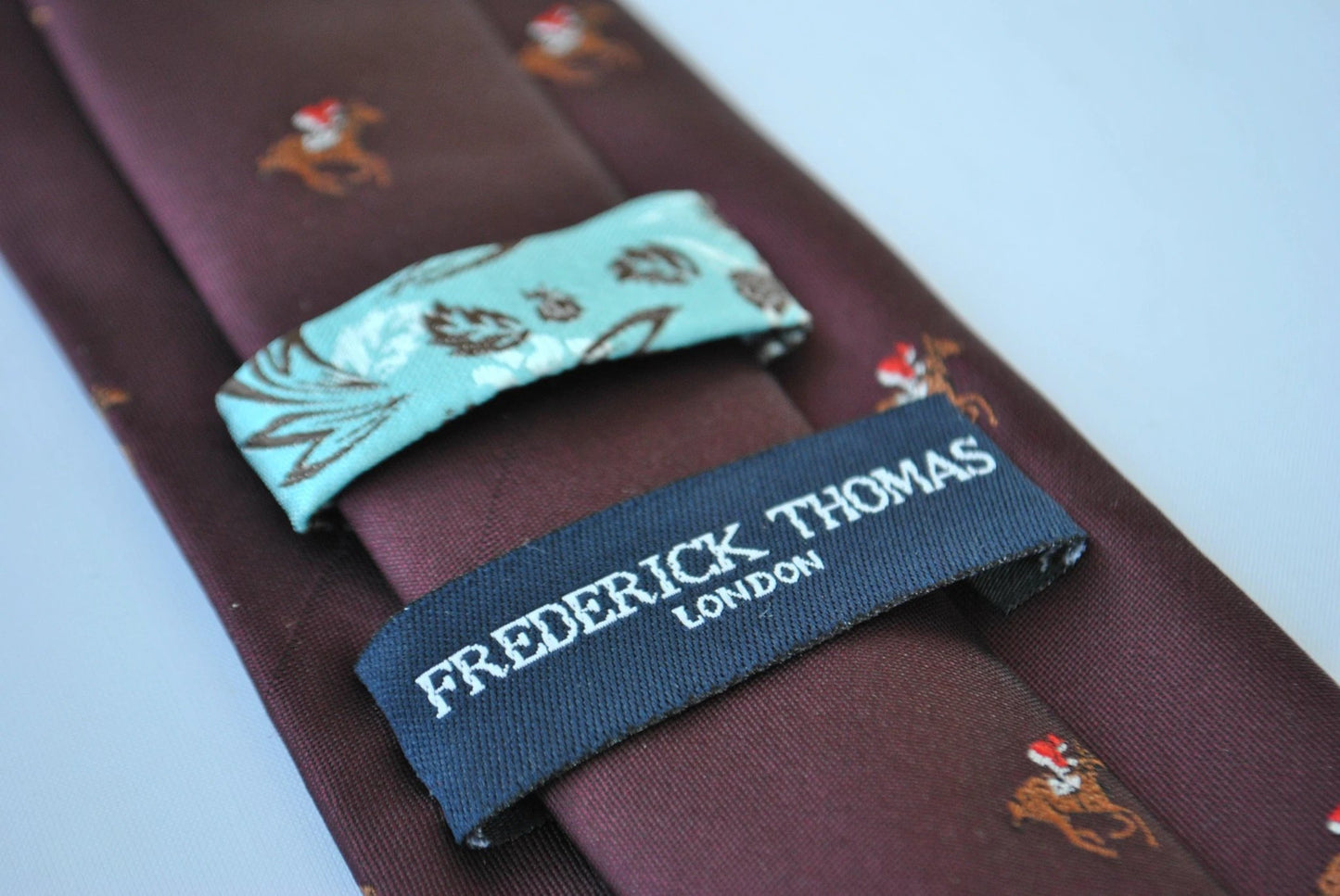Burgundy Maroon Tie With Horse Racing Design - Handmade Luxury By Frederick Thomas by Frederick Thomas Handmade Mens Ties