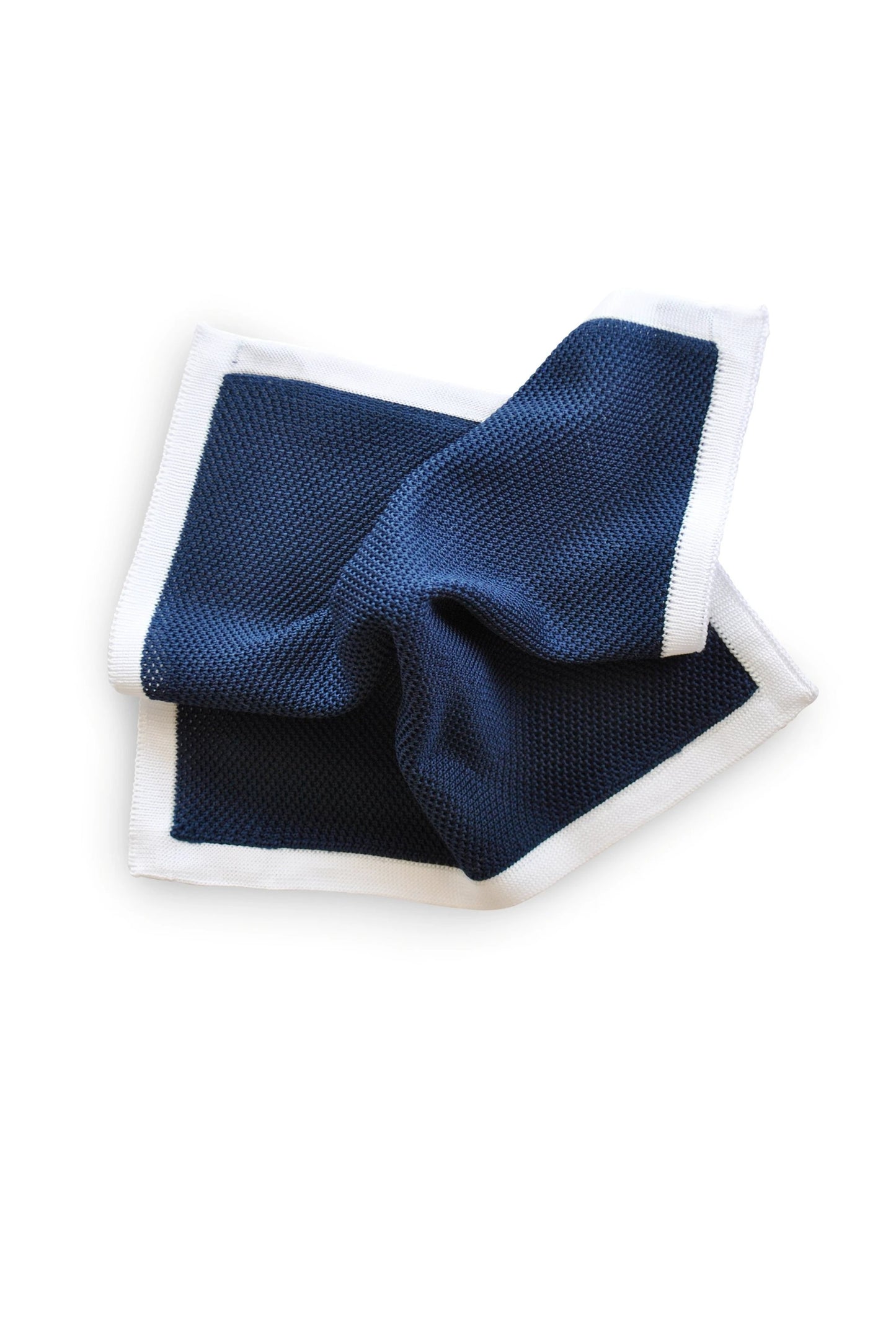 navy blue knitted tie with matching pocket square by Frederick Thomas Handmade Mens Ties