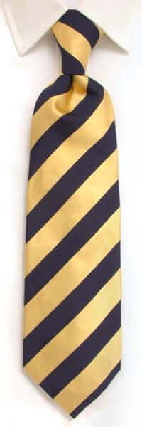Handmade Navy and Gold Regimental Stripe Silk Tie - Heritage Luxury with Satin Sheen for Everyday and Special Occasions by whtshirtmakers.com