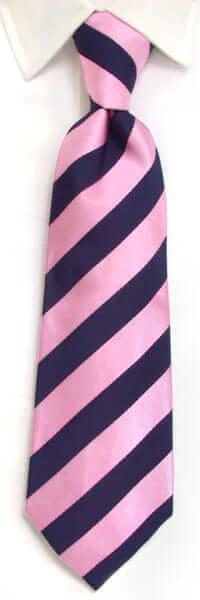 Handmade Navy And Pink Regimental Stripe Silk Tie - Heritage Craftsmanship Meets Modern Elegance With Satin Sheen by whtshirtmakers.com