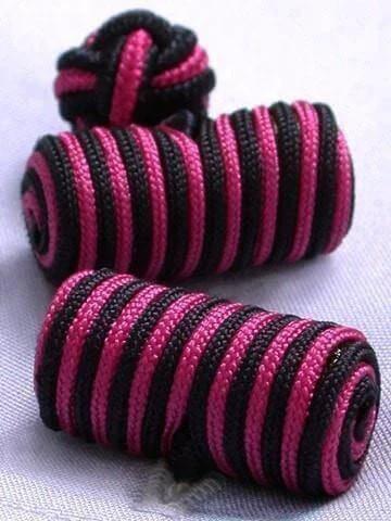 Cerise & Navy Knotted Barrel Cufflinks by whtshirtmakers.com