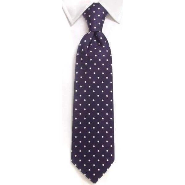 Handmade Navy & White Spot Silk Tie by whtshirtmakers.com