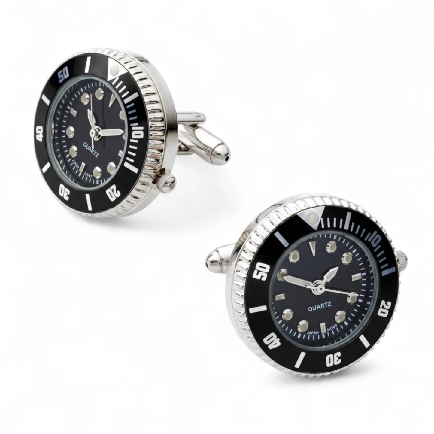 Working Watch Cufflinks In Black And Silver by Benson & Clegg