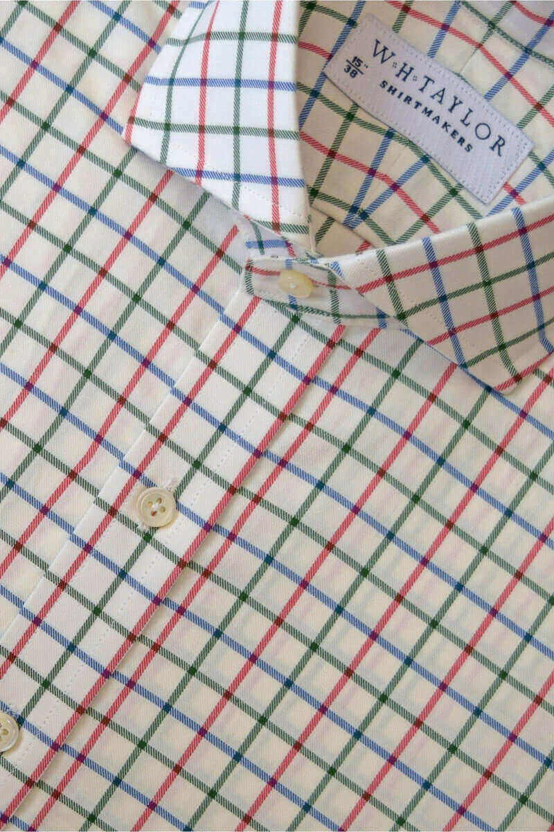 Blue, Red & Forest Green Check Twill Ladies Bespoke Shirt - whtshirtmakers.com