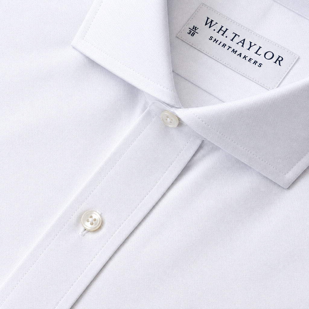 Plain White Pinpoint Men's Bespoke Shirt - whtshirtmakers.com