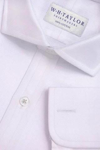 White Large Herringbone Stripe Ladies Bespoke Shirt - whtshirtmakers.com