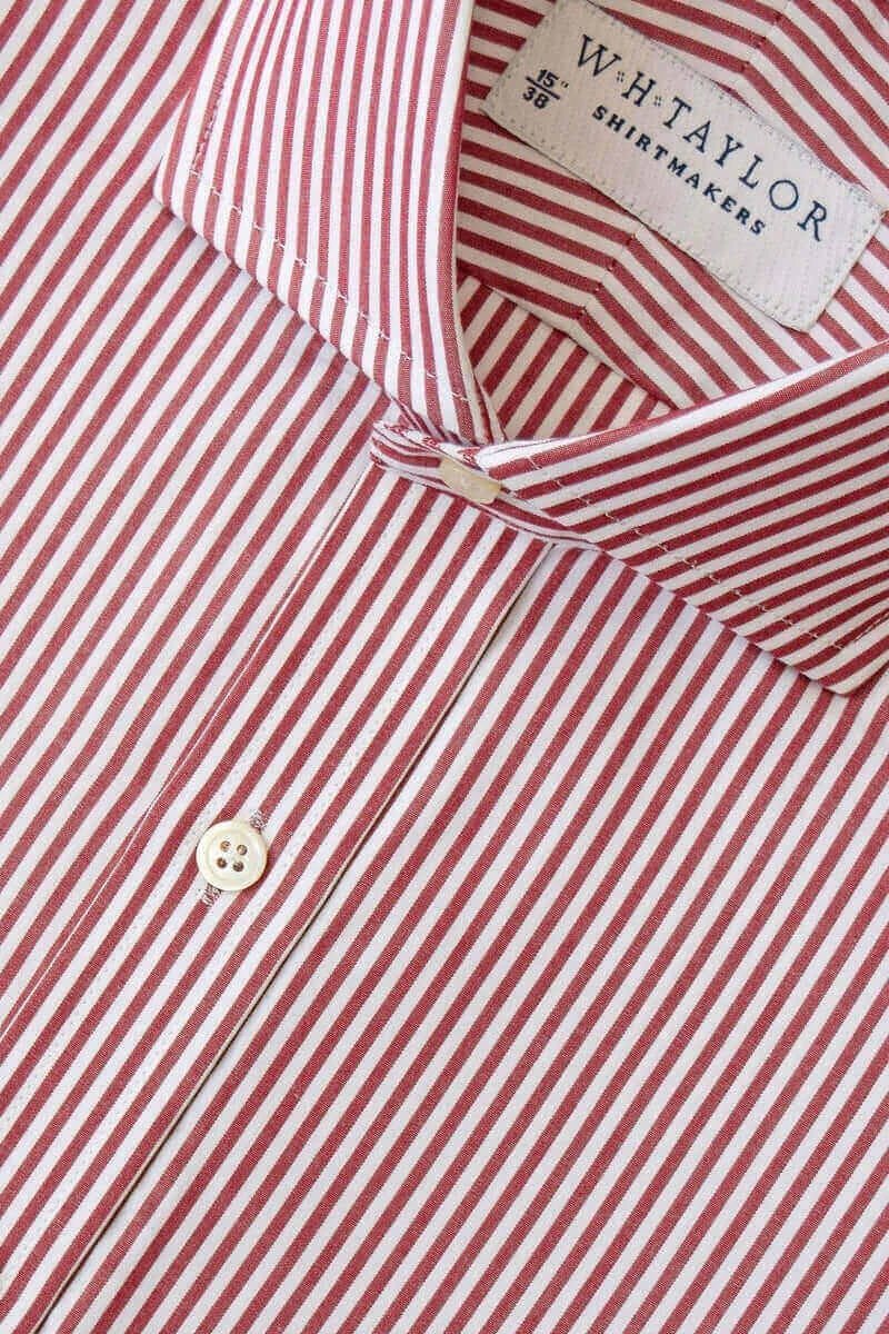 Wine Bengal Stripe Poplin Ladies Bespoke Shirt - whtshirtmakers.com