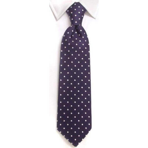 Handmade Navy And White Spot Silk Tie - Thicker Unweighted Silk Weave For A Premium Neat Knot by whtshirtmakers.com