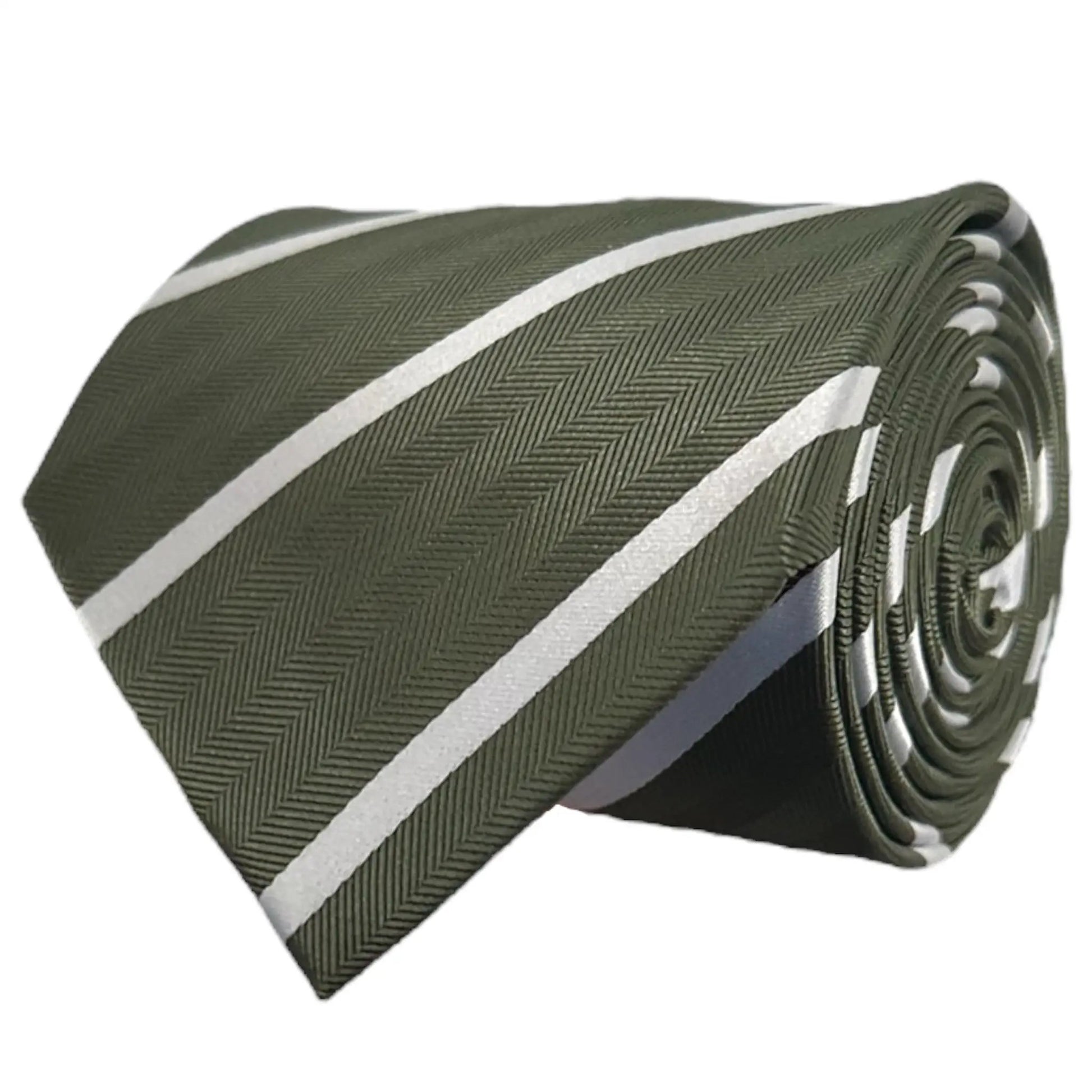Khaki & White Stripe Tie - Hawksmoor Edit by OFL Ties