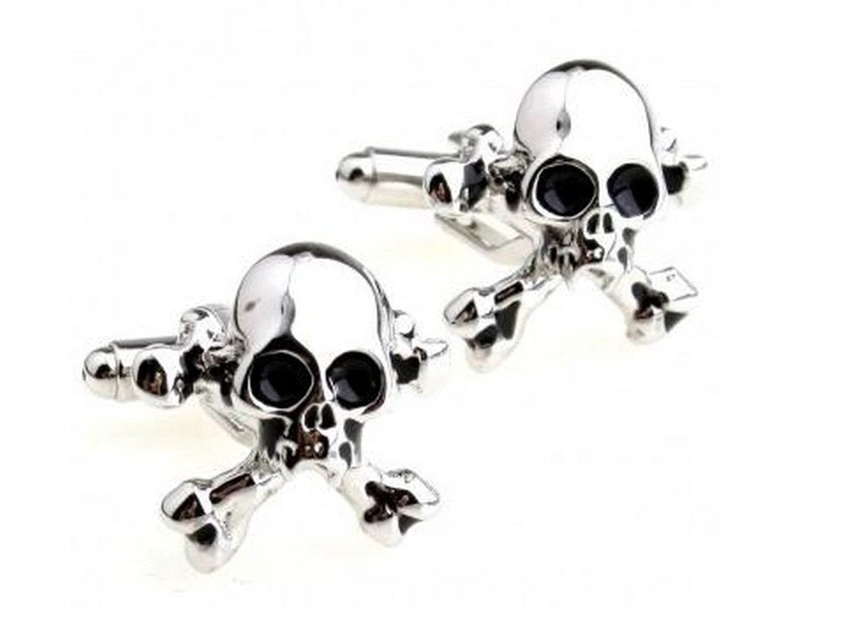 silver skull and crossbones cufflinks by Frederick Thomas Handmade Mens Ties