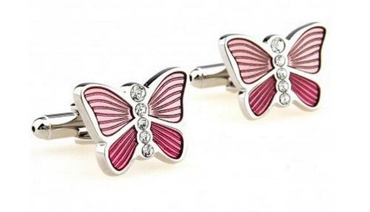 pink butterfly design cufflinks by Frederick Thomas Handmade Mens Ties