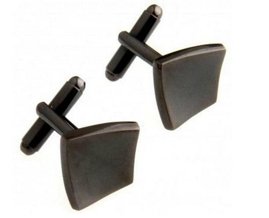 matt dark silver curved cufflinks by Frederick Thomas Handmade Mens Ties