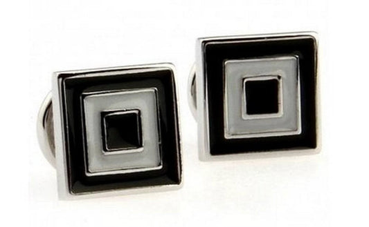 black and white squared design cufflinks by Frederick Thomas Handmade Mens Ties