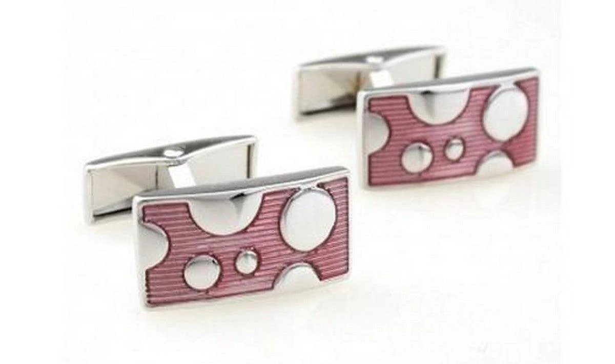 pink with silver bubble design cufflinks by Frederick Thomas Handmade Mens Ties