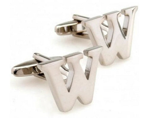 silver letter W design cufflinks by Frederick Thomas Handmade Mens Ties