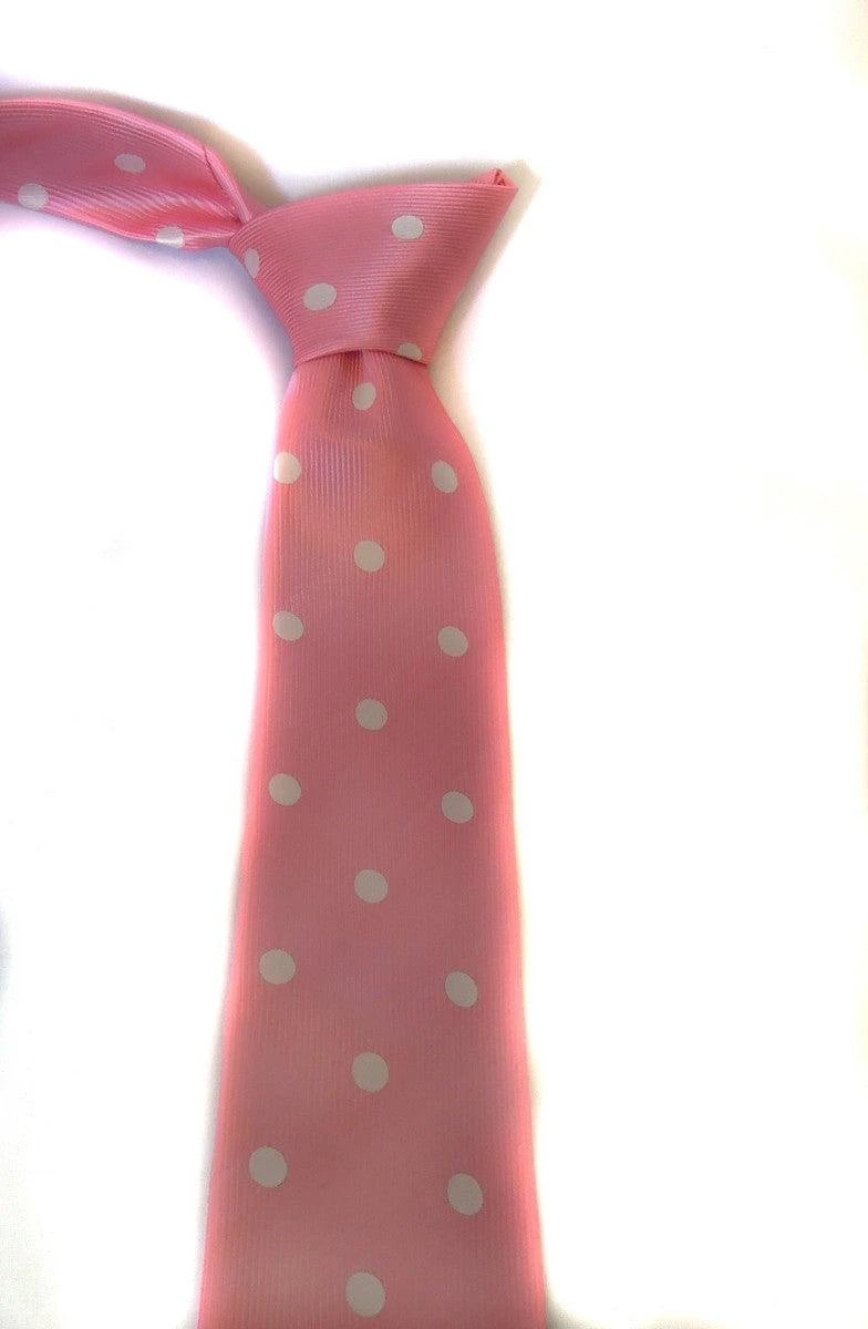 medium pink tie with white polka dots by Frederick Thomas Handmade Mens Ties