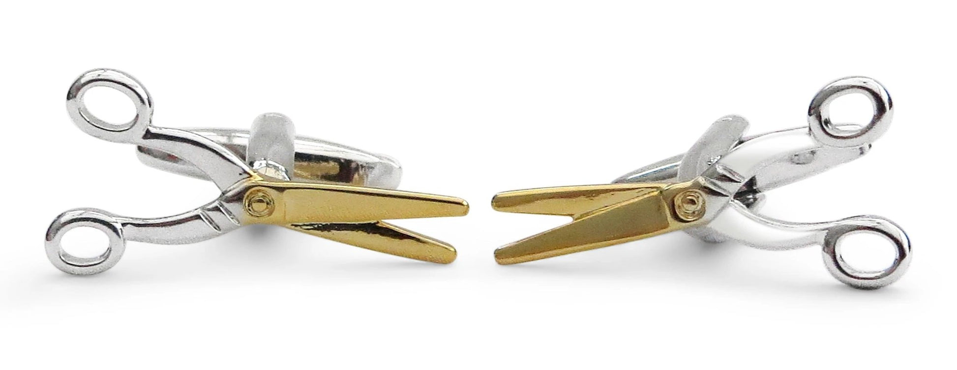silver and gold sewing style scissor cufflinks by Frederick Thomas Handmade Mens Ties
