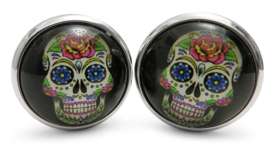 day of the dead skull round cufflinks by Frederick Thomas Handmade Mens Ties