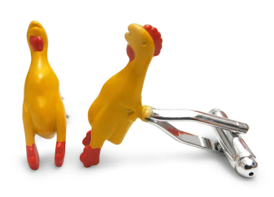 yellow rubber chicken cufflinks by Frederick Thomas Handmade Mens Ties