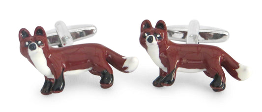 brown fox hunting style cufflinks by Frederick Thomas Handmade Mens Ties