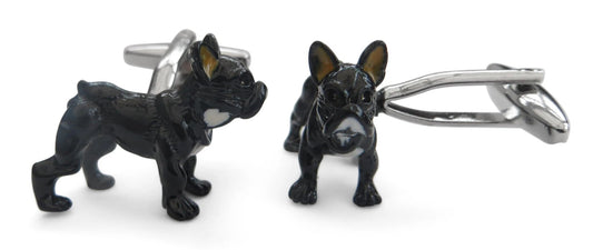 black french bulldog cufflinks by Frederick Thomas Handmade Mens Ties