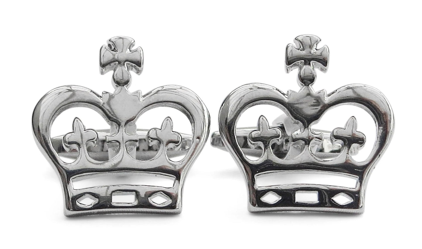 silver crown cufflinks by Frederick Thomas Handmade Mens Ties