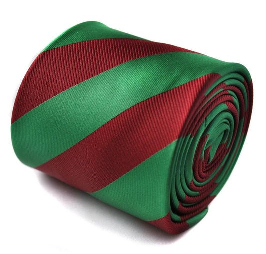 maroon and green barber striped tie by Frederick Thomas Handmade Mens Ties