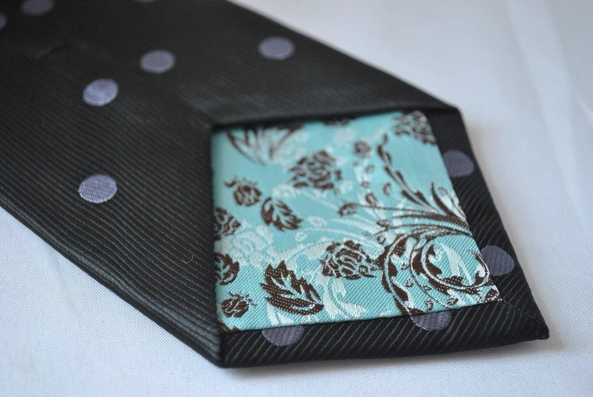 black tie with grey polka dots by Frederick Thomas Handmade Mens Ties
